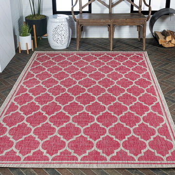 Trebol Moroccan Trellis Textured Weave Indoor/outdoor Area Rug